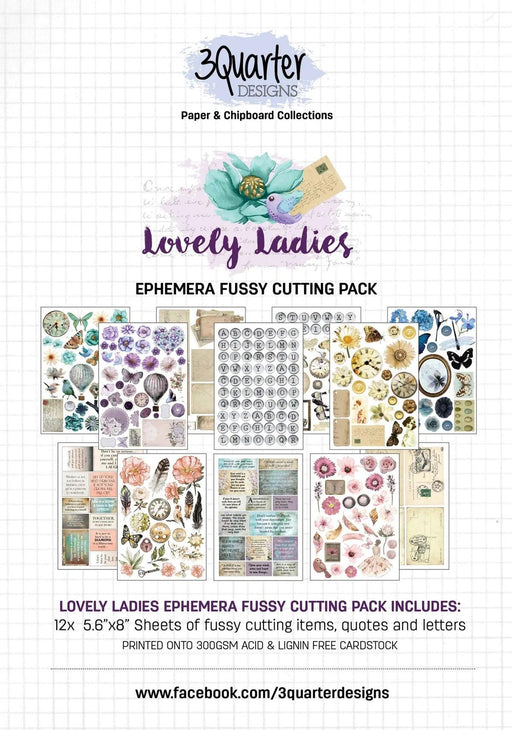 3Quarter Designs Ephemera Fussy Cutting Pack - Lovely Ladies - Root & Company