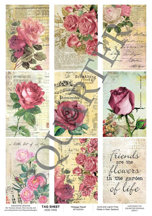 3Quarter Designs -Tag Sheet - Vintage Floral - Root & Company