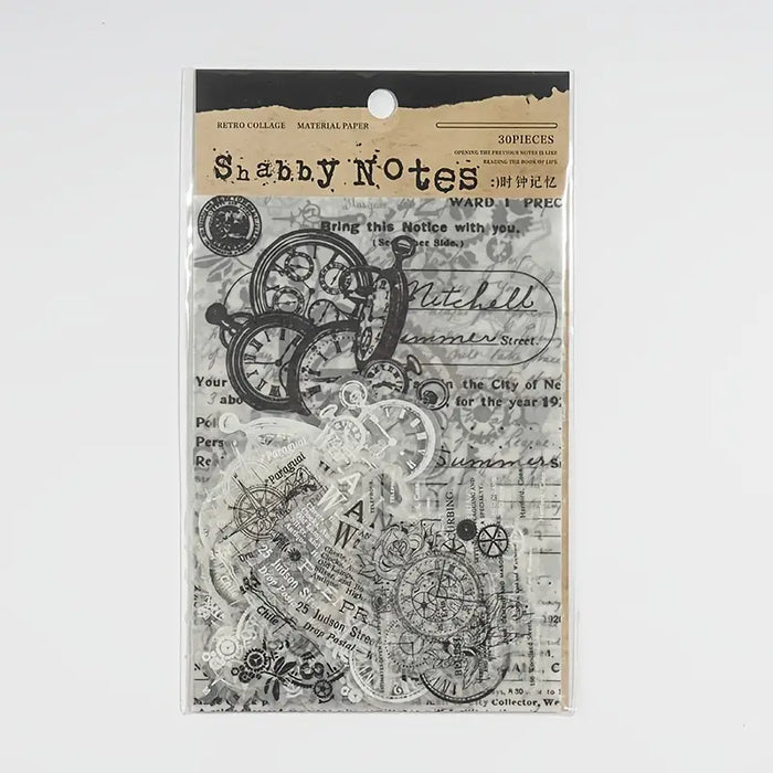 Shabby Notes Series Black And White Ink Paper (30 pcs)