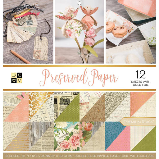 DCWV Double-Sided Cardstock Stack 12"X12" Preserved Paper, 18 Designs/2 Each - Root & Company