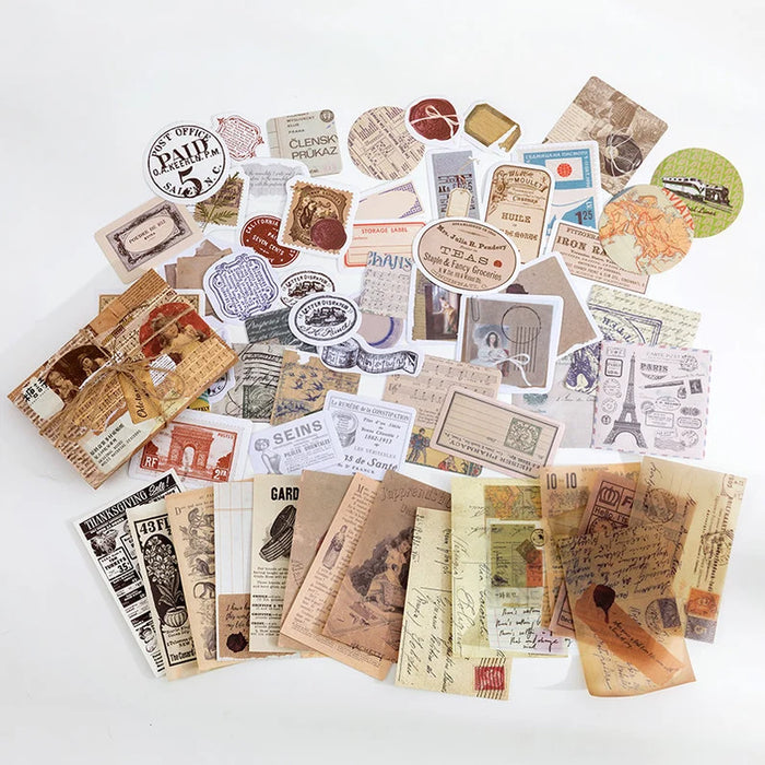 Vintage Style Stickers & Decorative Paper (60pcs)
