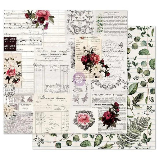 Midnight Garden Foiled Cardstock 12"x12" Rose Receipts - Root & Company