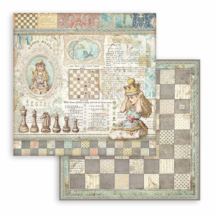 Scrapbooking Pad 22 Sheets 12"x12" - Double Face Alice in Wonderland and Through the Looking Glass - Root & Company