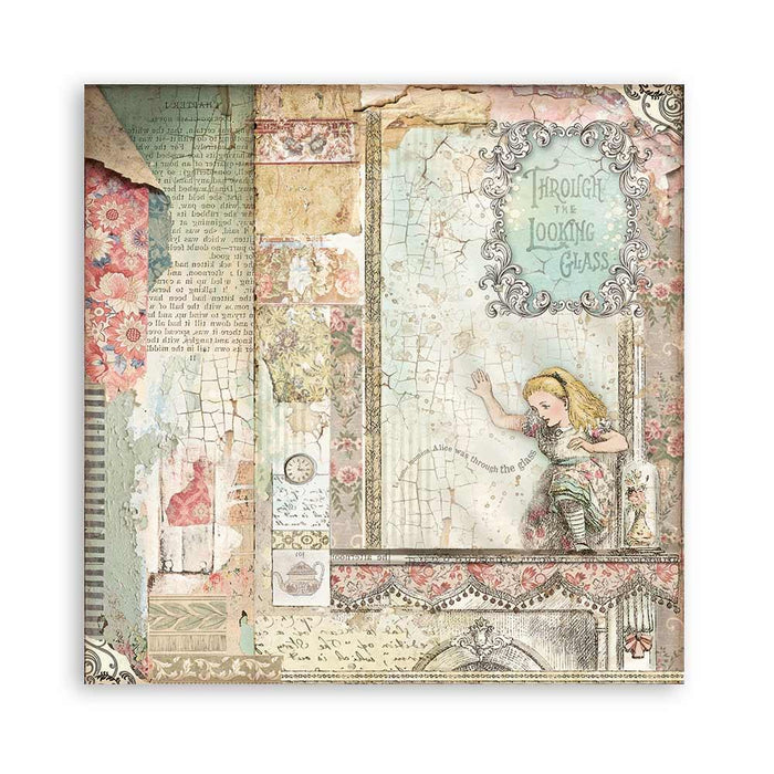 Scrapbooking Small Pad 10 Sheets 8"x8" - Alice Through the Looking Glass - Root & Company
