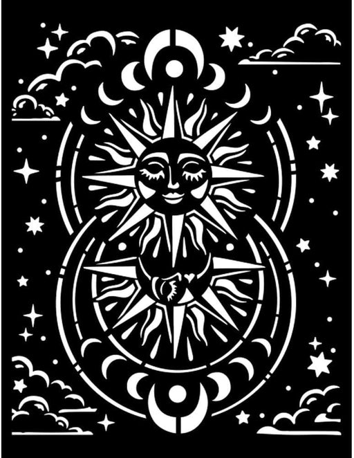 Stamperia Stencil 7.87"X9.84"-Sun, Cosmos Infinity - Root & Company