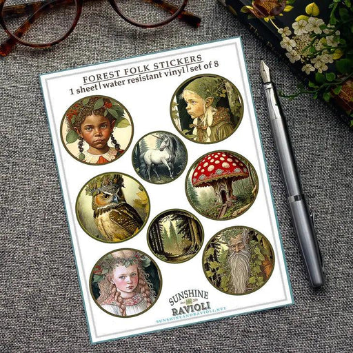 Sticker Sheet - Forest Folk - Mushroom, Fairy, Unicorn - Root & Company