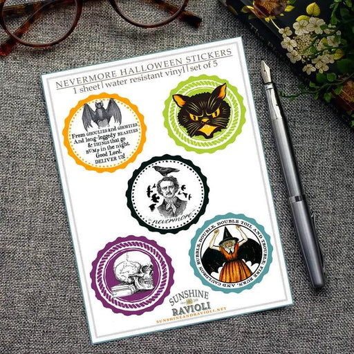 Sticker Sheet - Halloween - Edgar Allen Poe - Nevermore - Root & Company