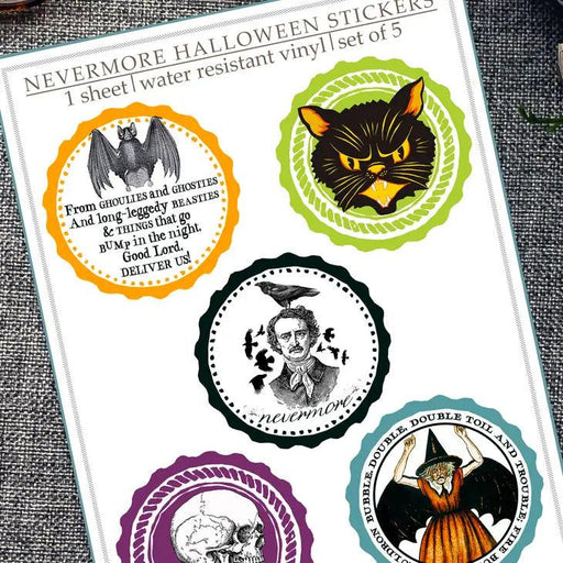 Sticker Sheet - Halloween - Edgar Allen Poe - Nevermore - Root & Company