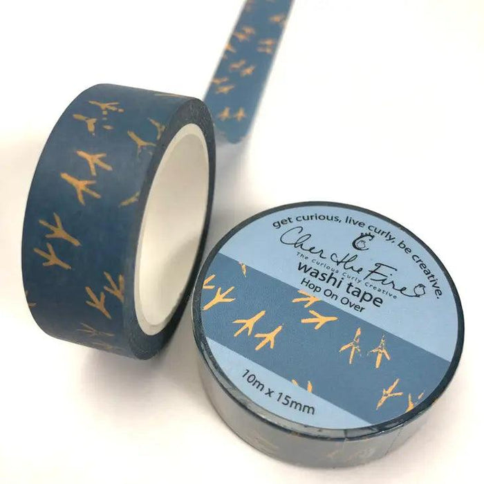 Washi Tape, Bird Tracks, Blue/Yellow, Hop On Over - 15mm - Root & Company