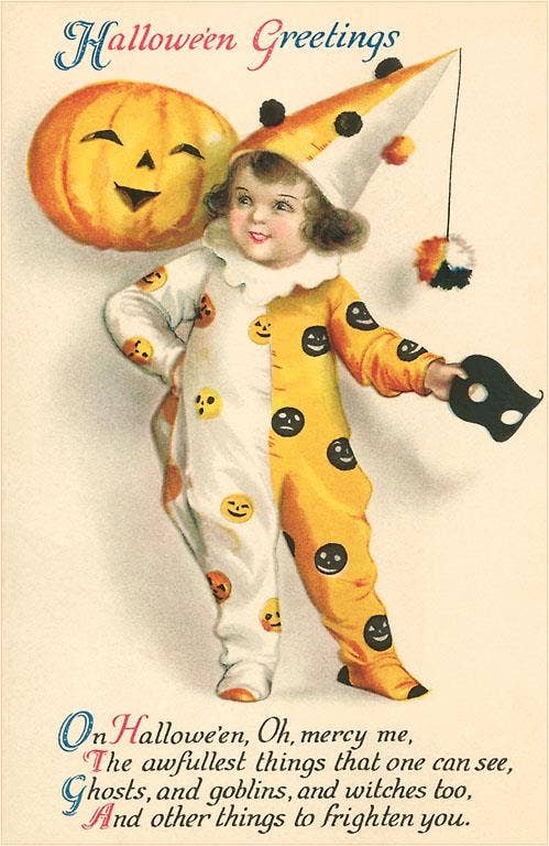 Found Image Press - Postcard - Little Girl Halloween Clown