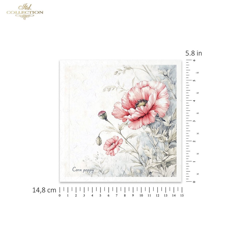 ITD Collection - Rice Paper Set Mini - Floral Shabby Chic - RSM175