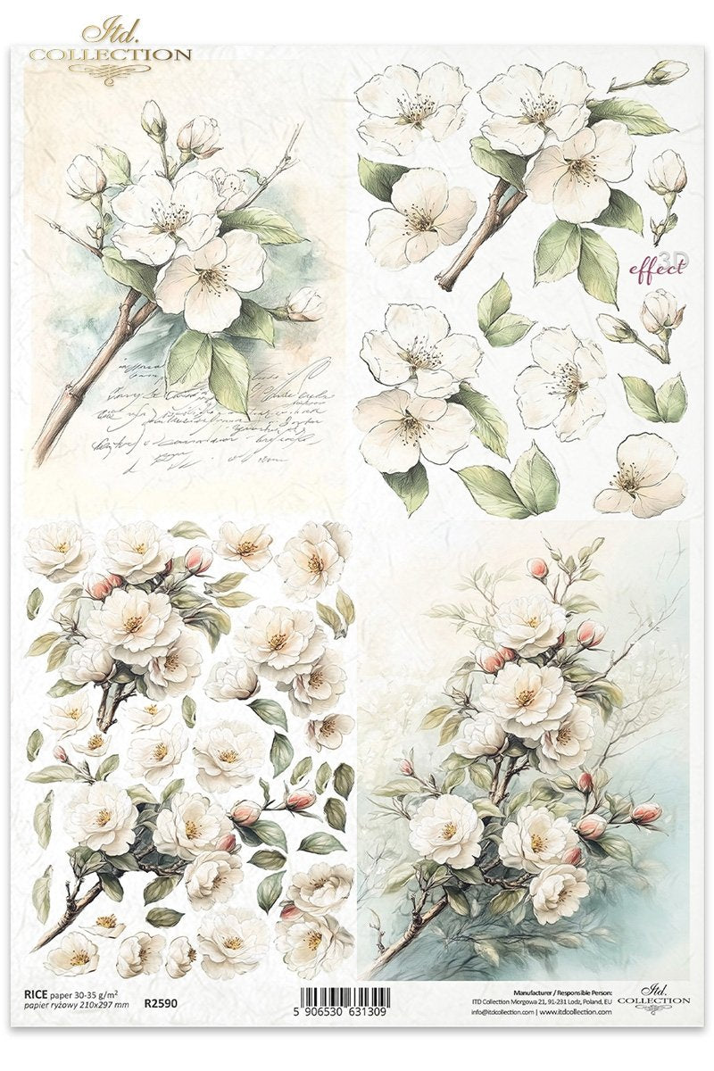 ITD Collection - Floral Shabby Chic - Rice Paper - R2590