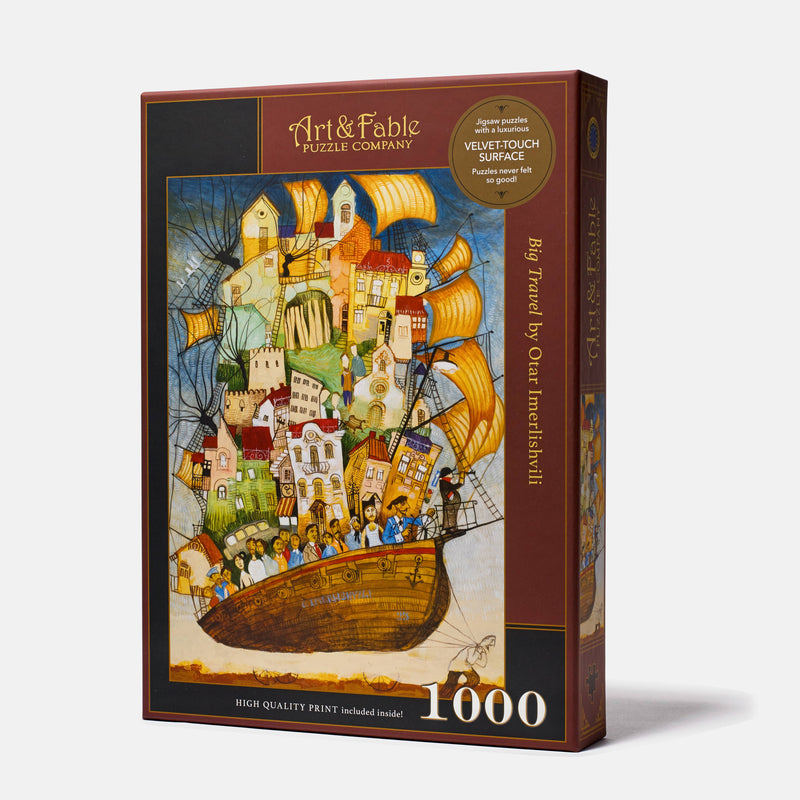 Art & Fable Puzzle Company - Big Travel - 1000-pc Velvet-Touch Jigsaw Puzzle