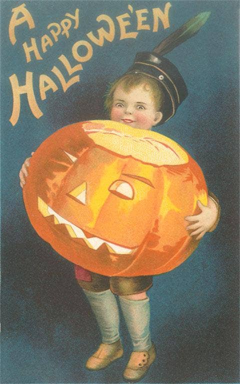 Found Image Press - Postcard - Happy Halloween, Boy with Jack O'Lantern