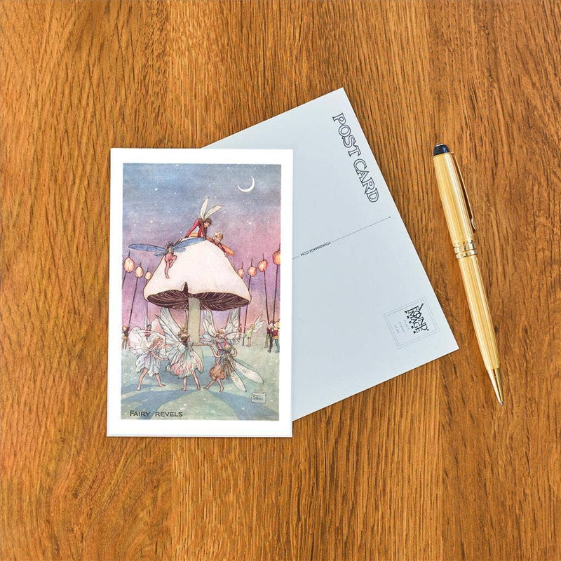 Found Image Press - Postcard - Fairies Dancing under Toadstool