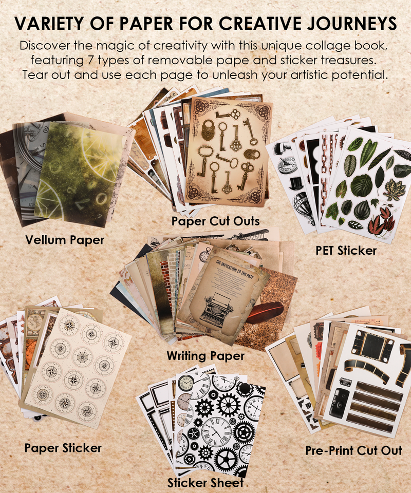 Grabie - Steampunk Explorer Collage Activity Book