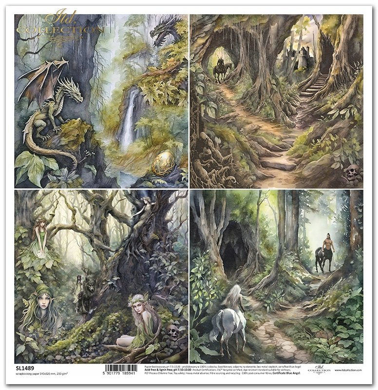 ITD Collection - Mysterious Creatures 4 Pack Scrapbooking Single Sheet