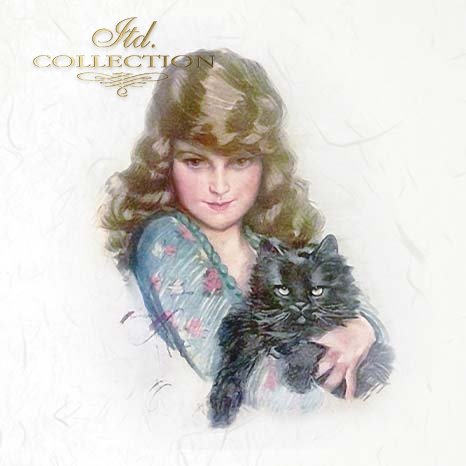 ITD Collection - Rice Paper Set Mini - Vintage Women and Cats