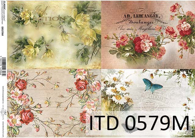 ITD Collection - Flowers, Roses, Butterflies - Classic Paper