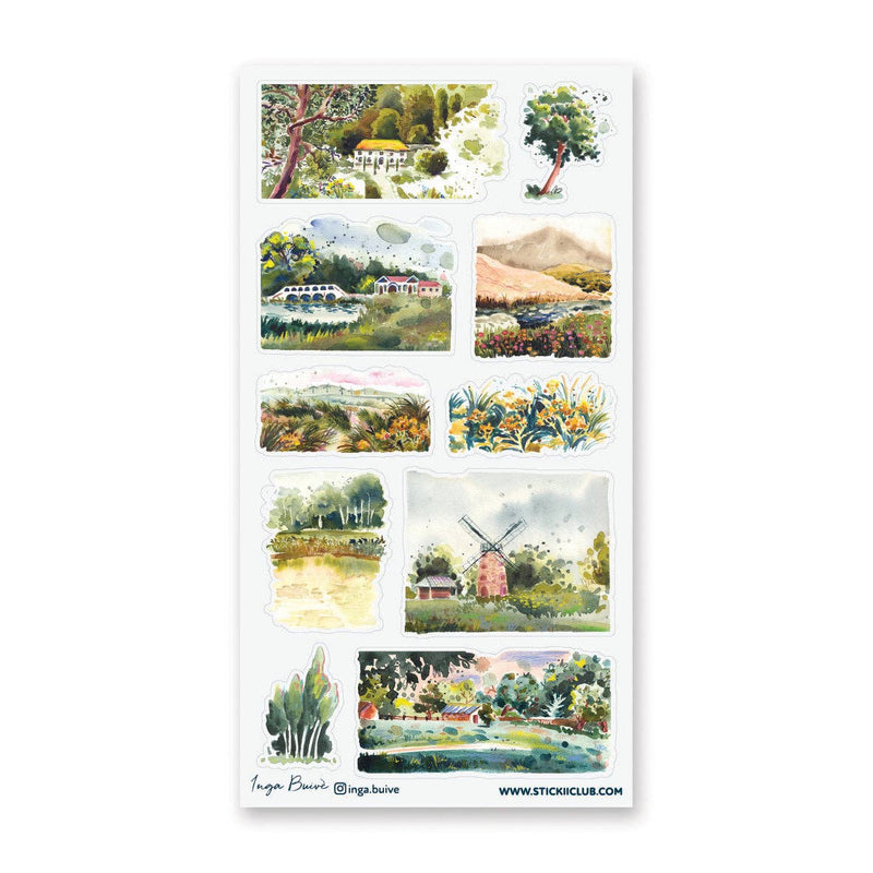 STICKII - Watercolor Landscapes Sticker Sheet