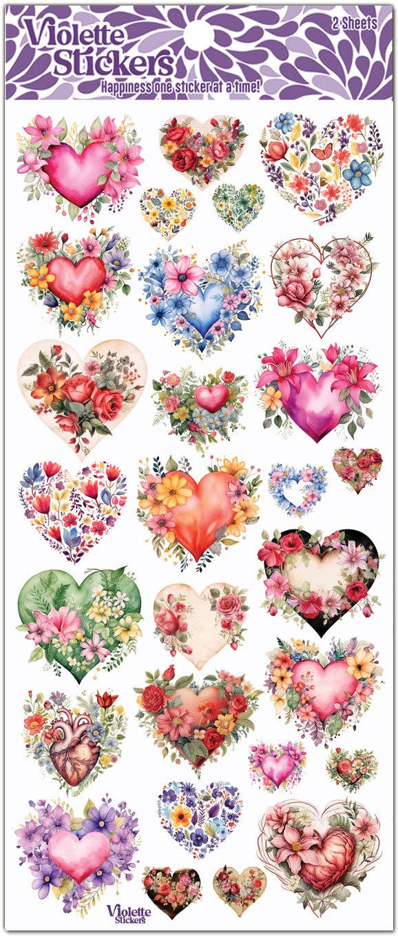 Violette Stickers - Floral Hearts