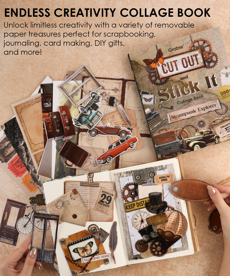 Grabie - Steampunk Explorer Collage Activity Book