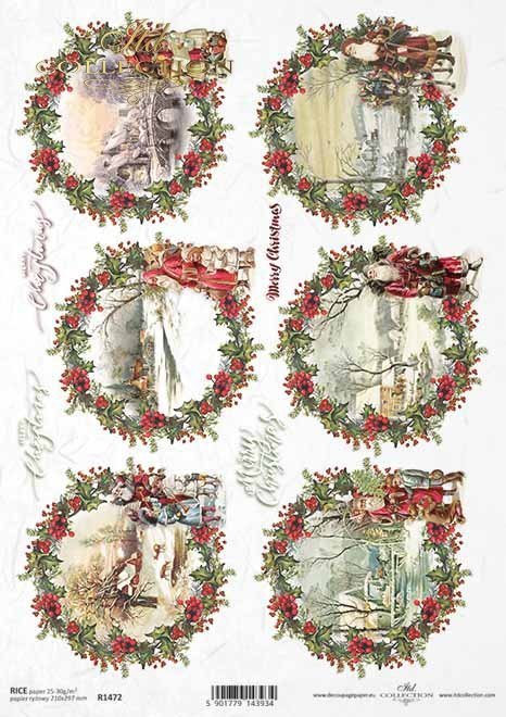 ITD Collection - Christmas Wreaths #1 - Rice Paper