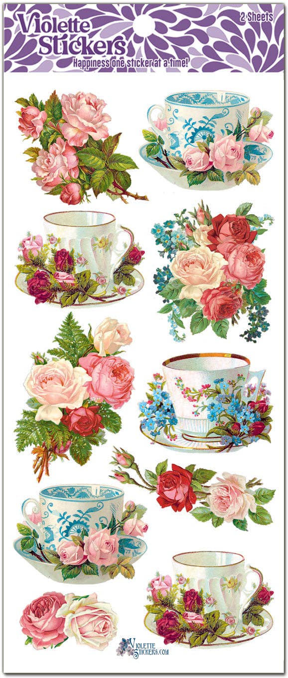 Violette Stickers - Teacup and Roses Stickers