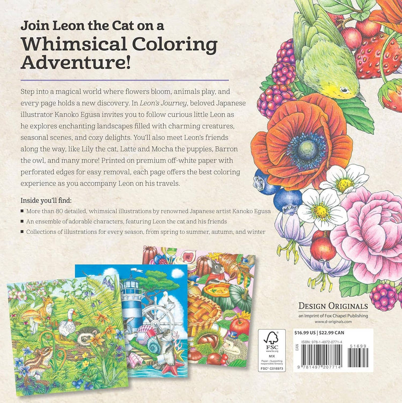 Kanoko Egusa - Leon's Journey Coloring Book - A Curious Cat's Adventure