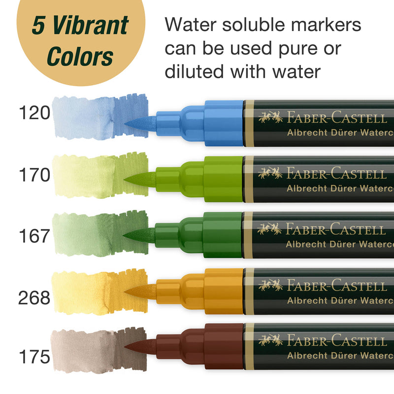 Faber-Castell - Albrecht Dürer Watercolor Markers - Plein Air - Wallet of 5