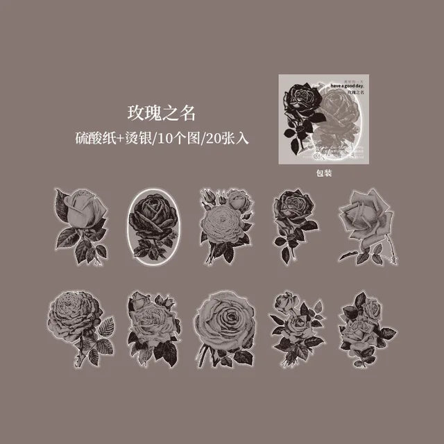 Black and White Flower Sticker Pack