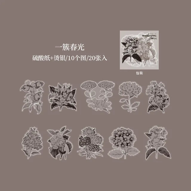 Black and White Flower Sticker Pack