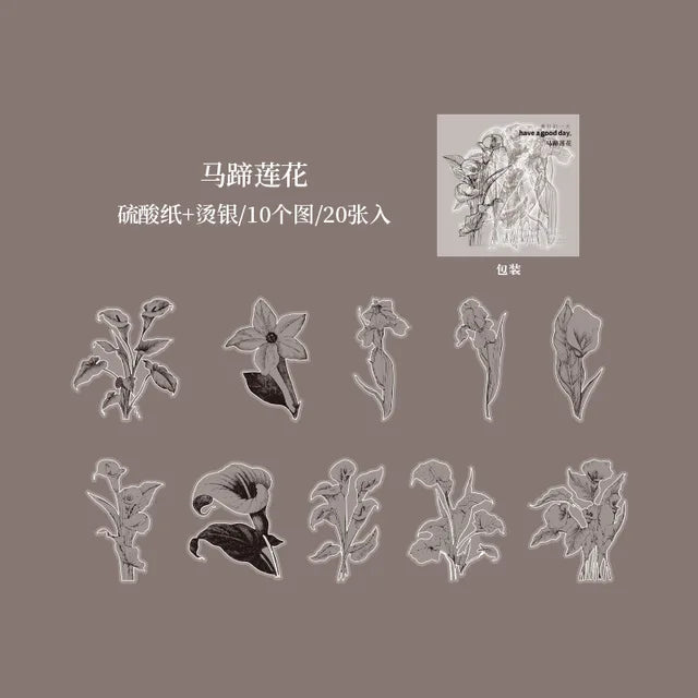 Black and White Flower Sticker Pack