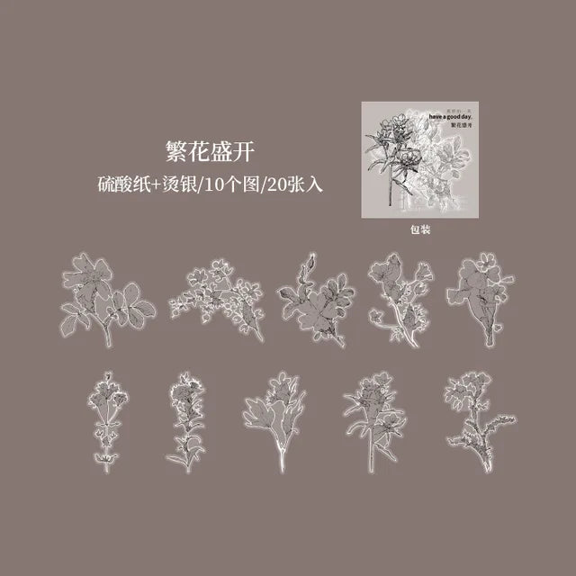 Black and White Flower Sticker Pack