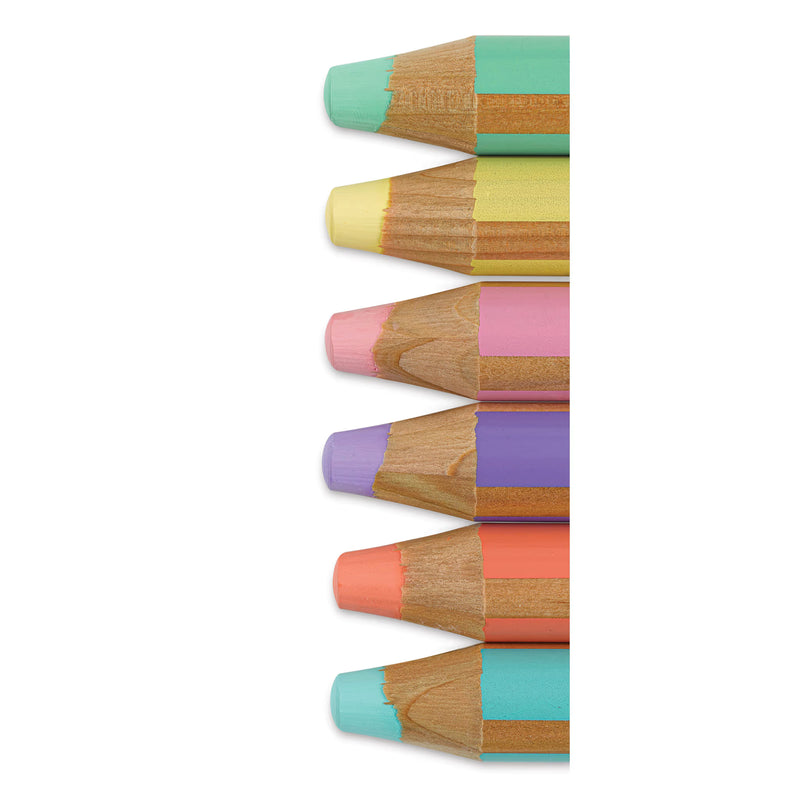 Stabilo - Woody 3 in 1 Pencil - Pack of 6 Pastel Colors with Sharpener