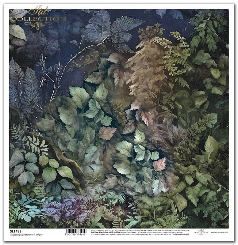 ITD Collection - Dark Forest Florals Scrapbooking Single Sheet