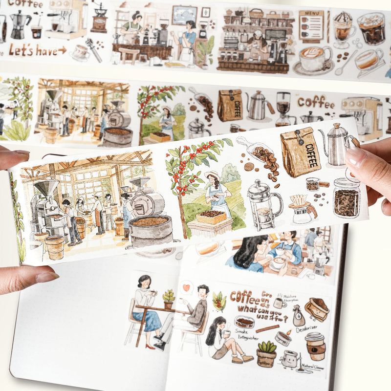 The Washi Tape Shop - Pre-cut Life of Coffee Wide Washi Tape