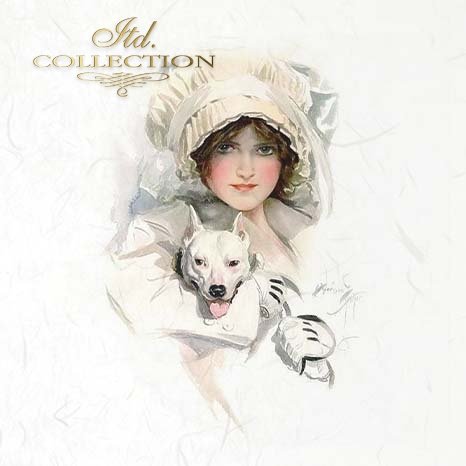 ITD Collection - Rice Paper Set Mini - Vintage Women and Dogs