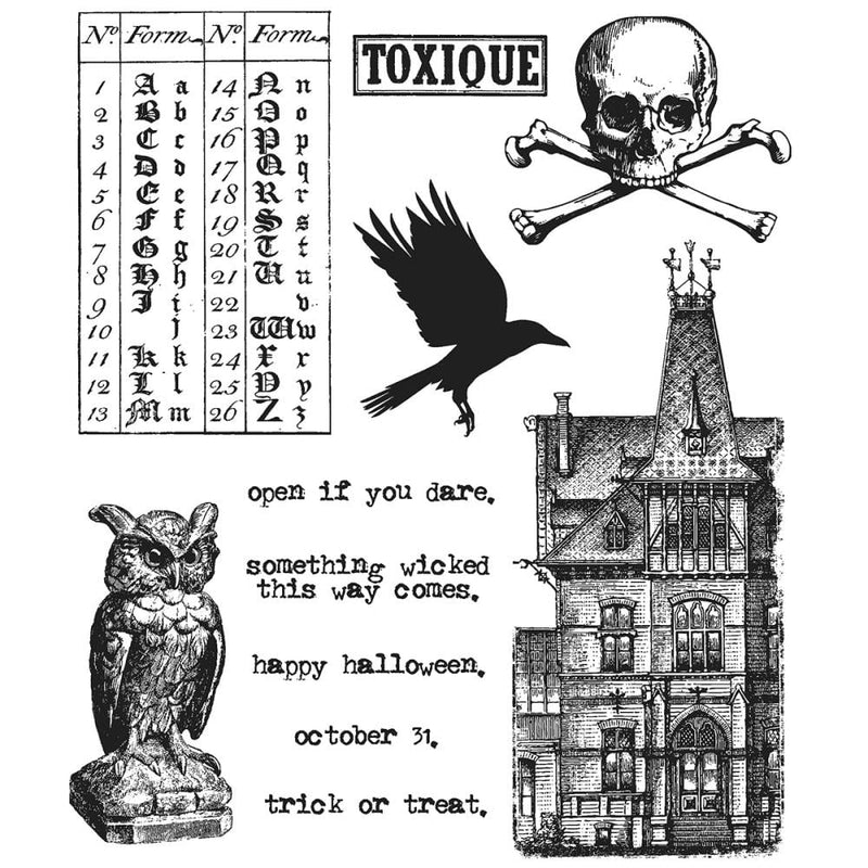 Stampers Anonymous - Tim Holtz - Halloween - Cling Mounted Rubber Stamp Set - Regions Beyond