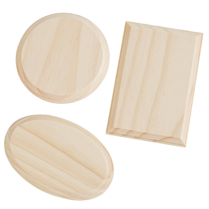 Root and Company - Bag of 3 Assorted Shape Unfinished Wood Plaques