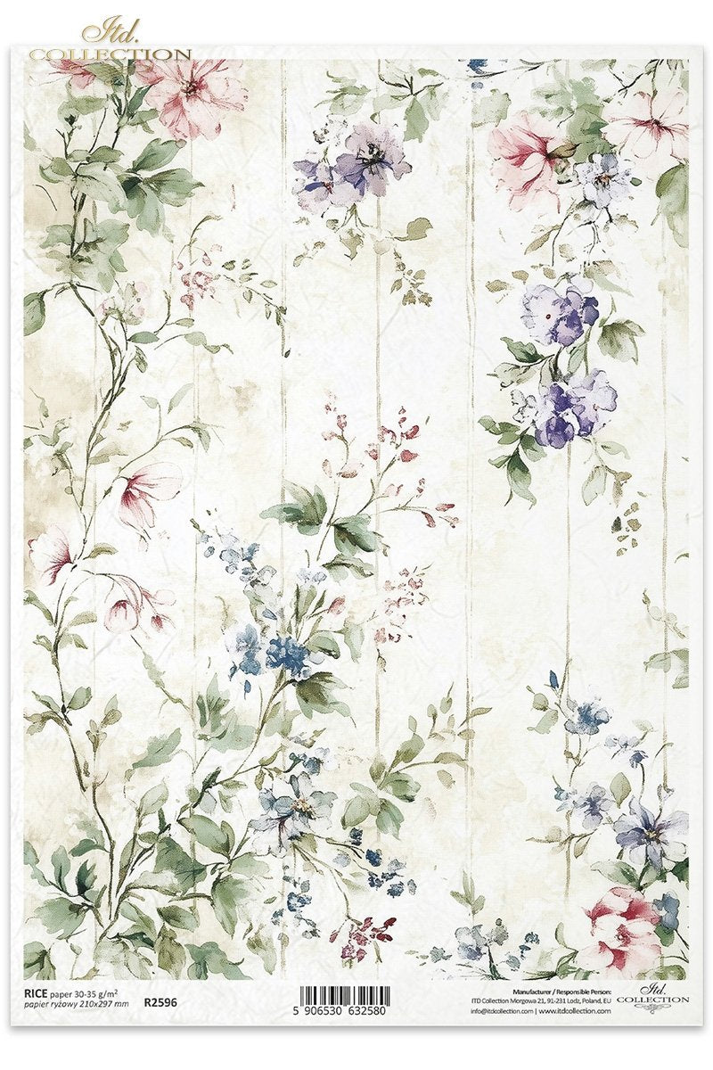 ITD Collection - Floral Shabby Chic - Rice Paper - R2596