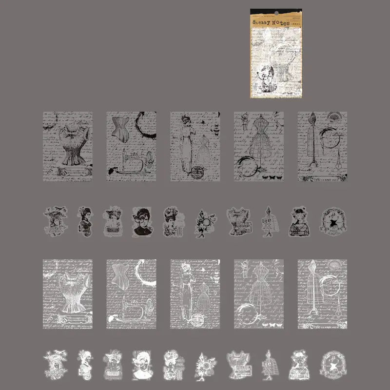 Shabby Notes Series Black And White Ink Paper