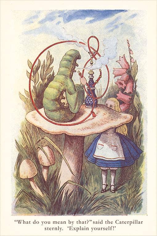 Found Image Press - Postcard - Alice in Wonderland - Caterpillar on Mushroom