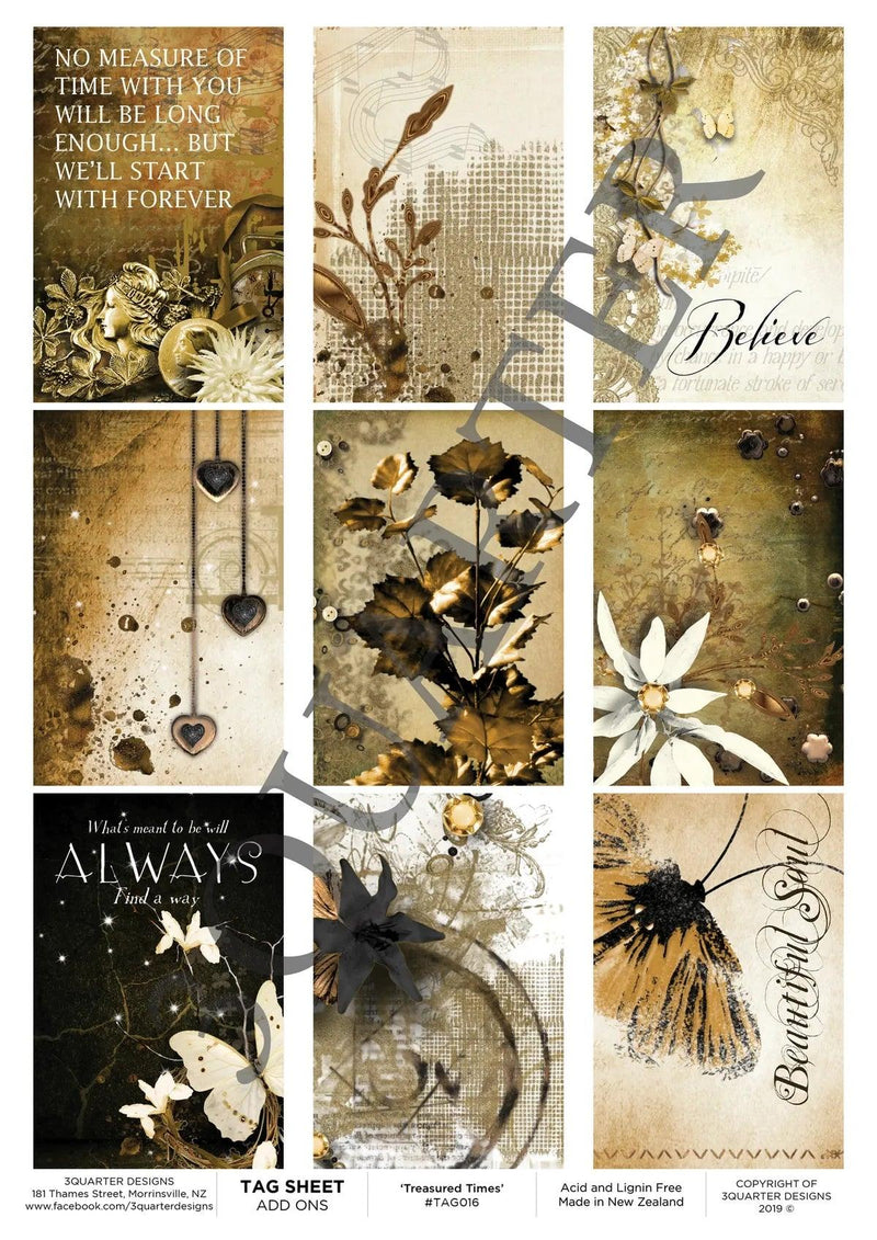 3Quarter Designs - Tag Sheet - Treasured Times - Root & Company