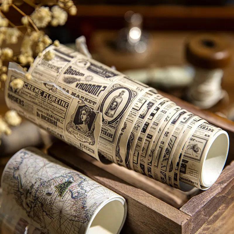 4 Rolls Vintage Washi Tape Set - Junk Journal Supplies - Vintage Time and Paper Tape - Root & Company