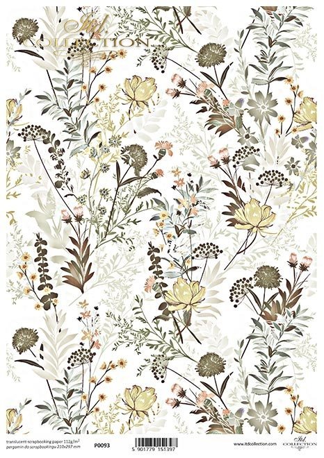 ITD Collection - Sepia Flowers - Translucent Scrapbooking Paper