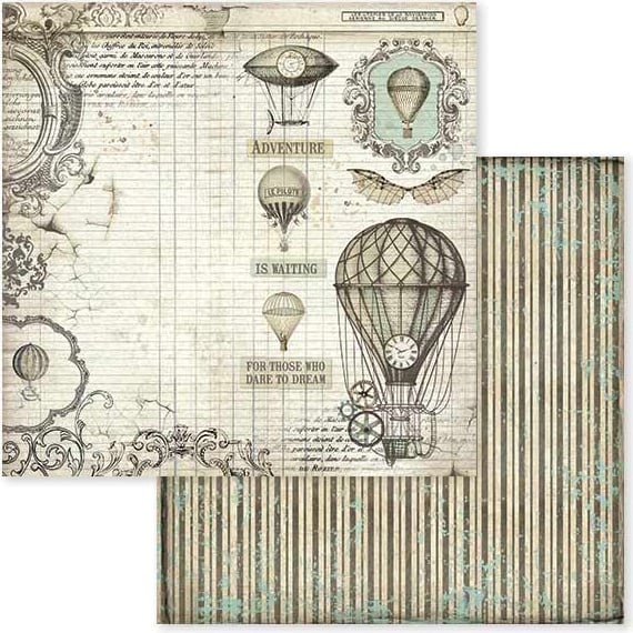 Stamperia - Voyages Fantastique - 12 x 12 Double Sided Paper - Air Balloon