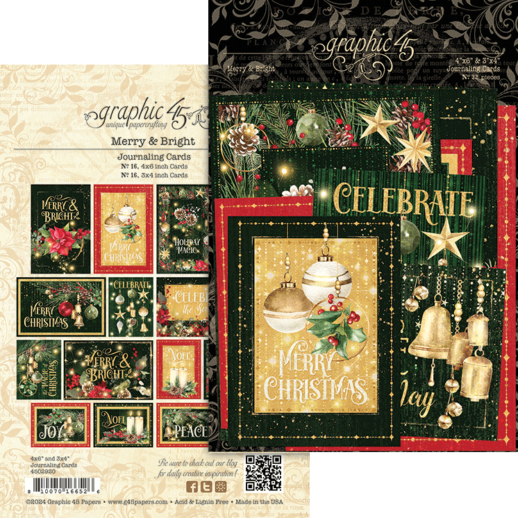 Graphic 45 - Merry & Bright Collection - Journaling Cards