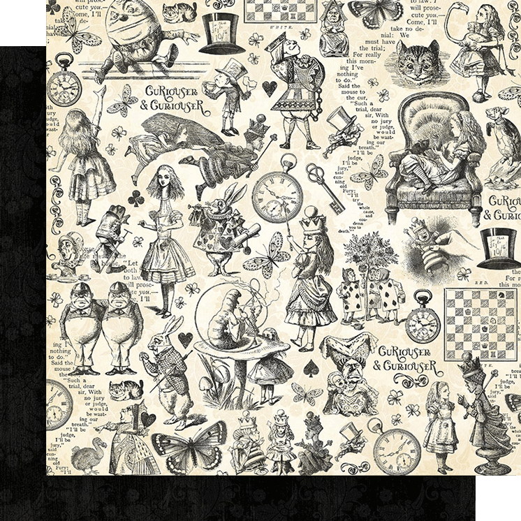 Graphic 45 - Curiouser & Curiouser 12×12 Patterns & Solids Pack