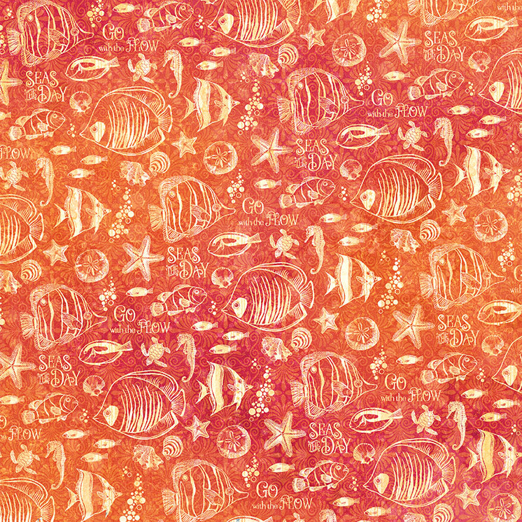 Graphic 45 - Seas the Day - Hugs & Fishes 12×12 Paper